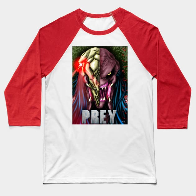 YOUR THE PREY - MASKED/UNMASKED Baseball T-Shirt by nicitadesigns